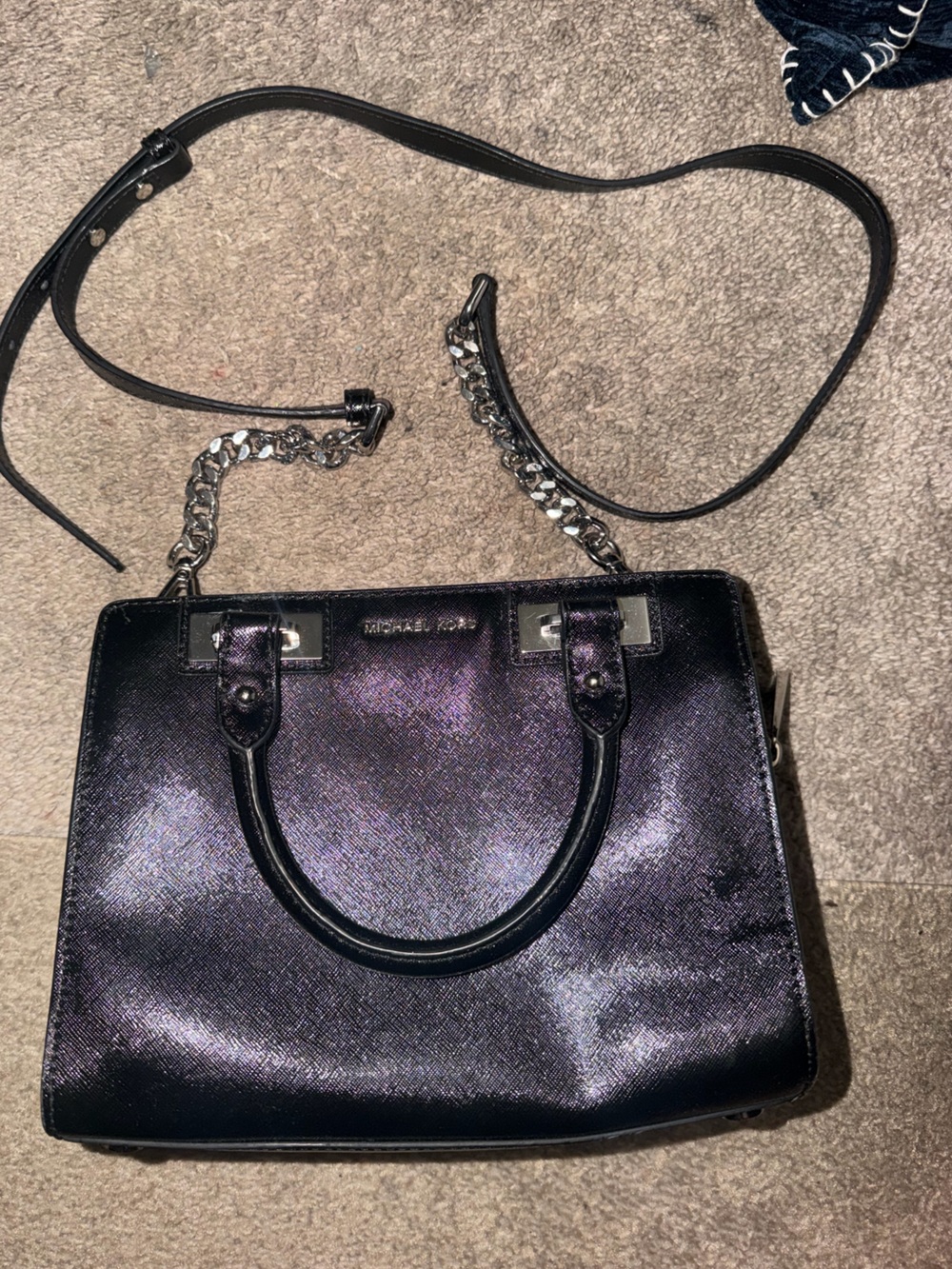 Michael Kors Iridescent Purple Saffiano Satchel